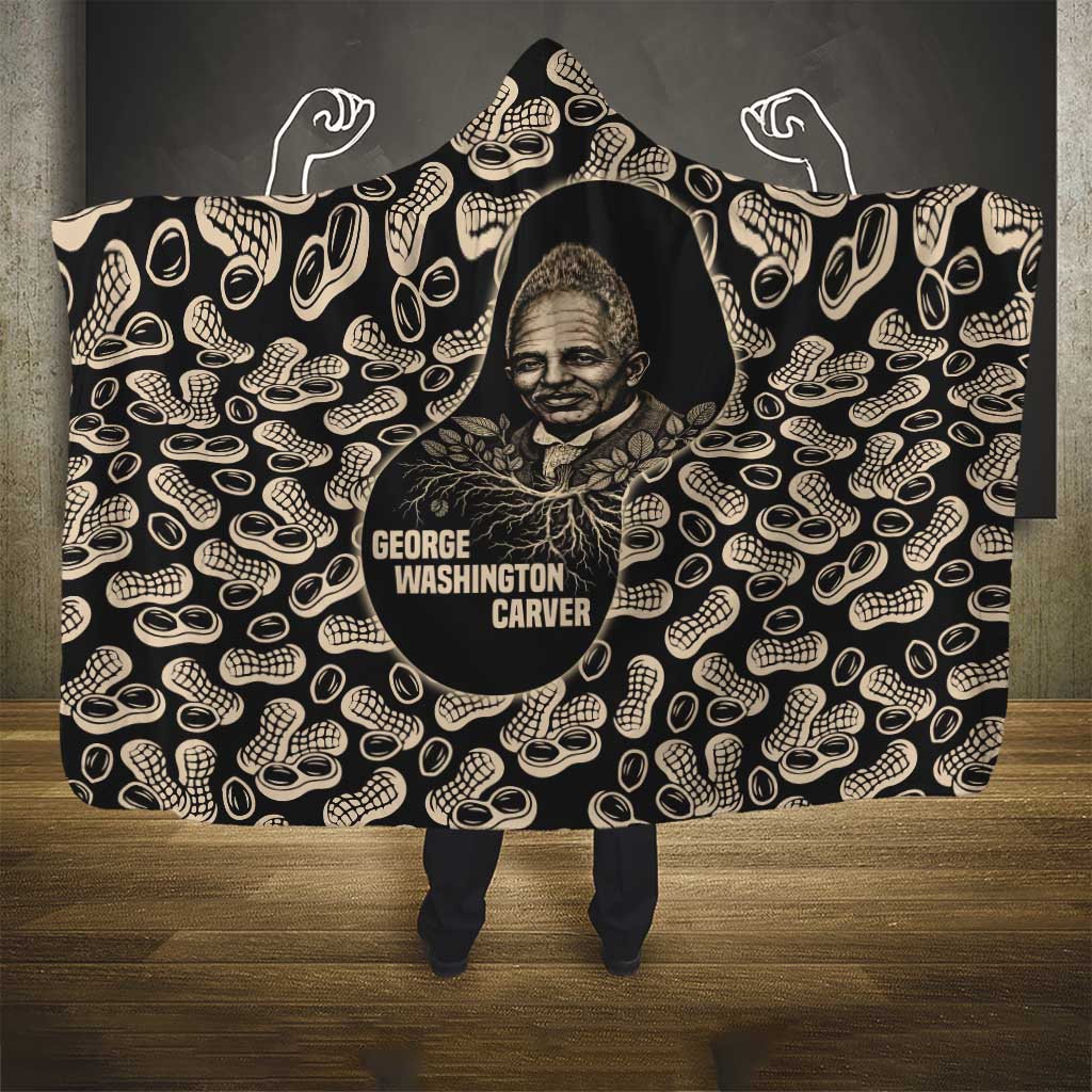 George Washington Carver Hooded Blanket Peanut From Soil Comes Knowledge Quote and Agricultural Roots - African Pride