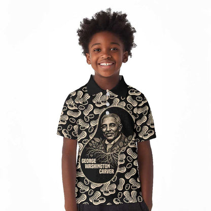 George Washington Carver Kid Polo Shirt Peanut From Soil Comes Knowledge Quote and Agricultural Roots - African Pride