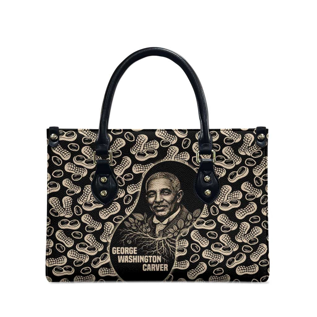 George Washington Carver Leather Bag Peanut From Soil Comes Knowledge Quote and Agricultural Roots - African Pride