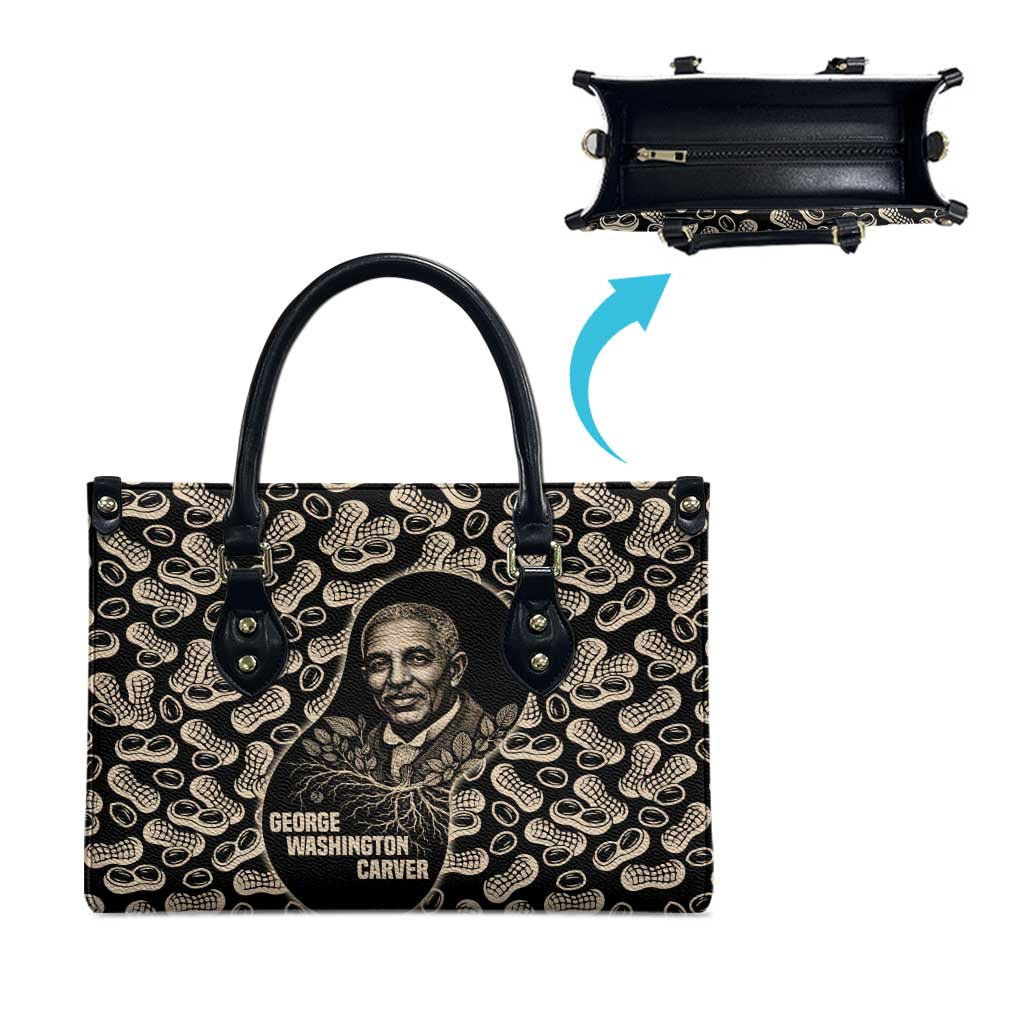 George Washington Carver Leather Bag Peanut From Soil Comes Knowledge Quote and Agricultural Roots - African Pride