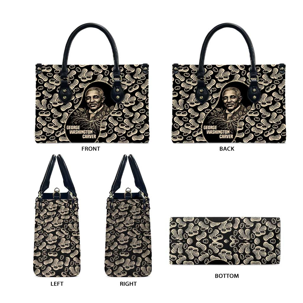 George Washington Carver Leather Bag Peanut From Soil Comes Knowledge Quote and Agricultural Roots - African Pride