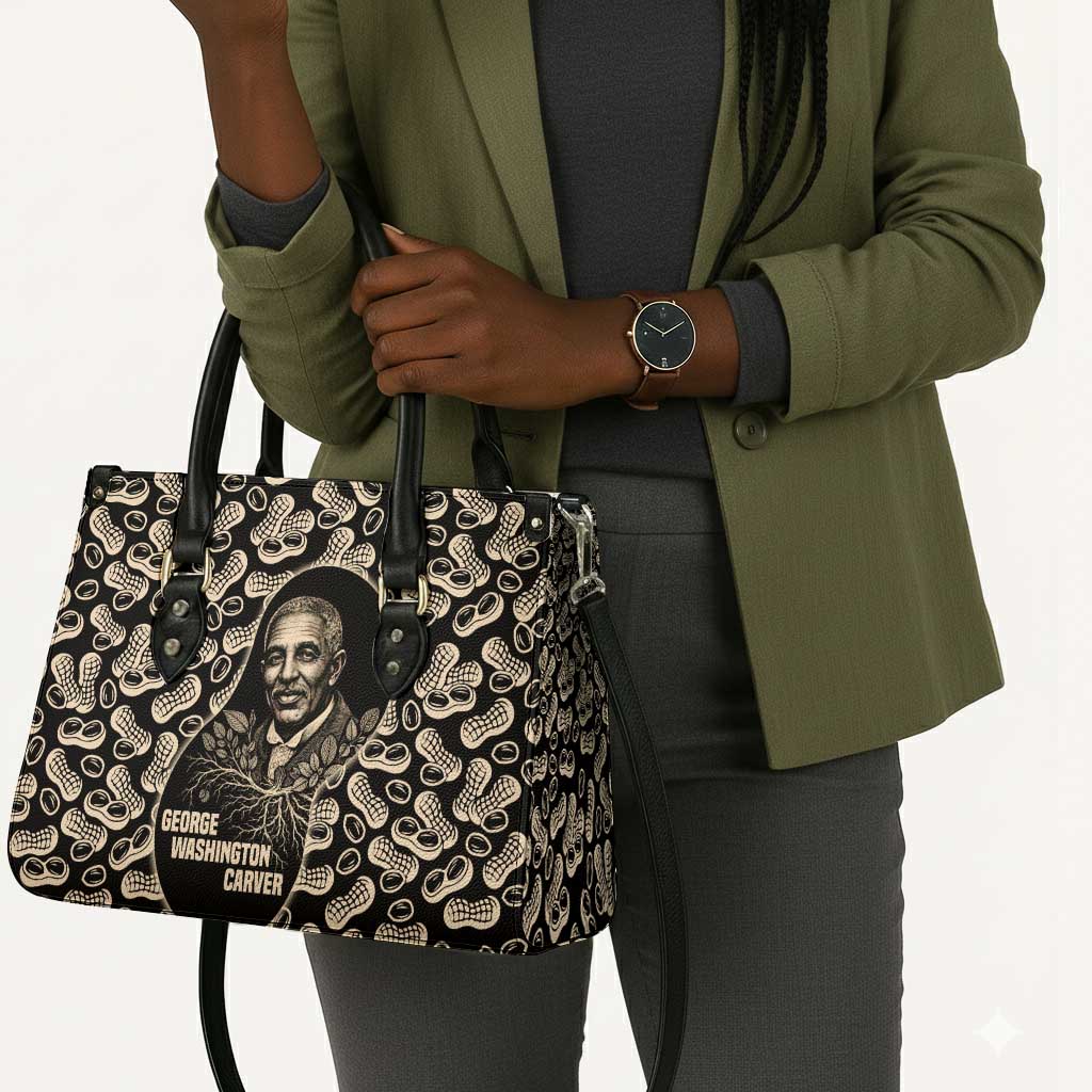 George Washington Carver Leather Bag Peanut From Soil Comes Knowledge Quote and Agricultural Roots - African Pride