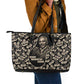 George Washington Carver Leather Tote Bag Peanut From Soil Comes Knowledge Quote and Agricultural Roots - African Pride