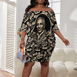George Washington Carver Off Shoulder Short Dress Peanut From Soil Comes Knowledge Quote and Agricultural Roots - African Pride