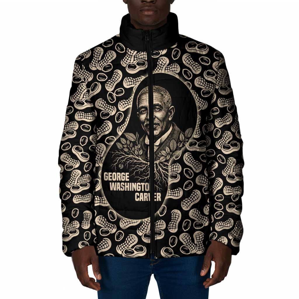 George Washington Carver Padded Jacket Peanut From Soil Comes Knowledge Quote and Agricultural Roots - African Pride