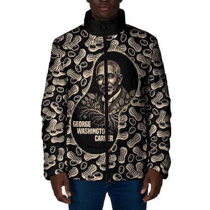 George Washington Carver Padded Jacket Peanut From Soil Comes Knowledge Quote and Agricultural Roots - African Pride