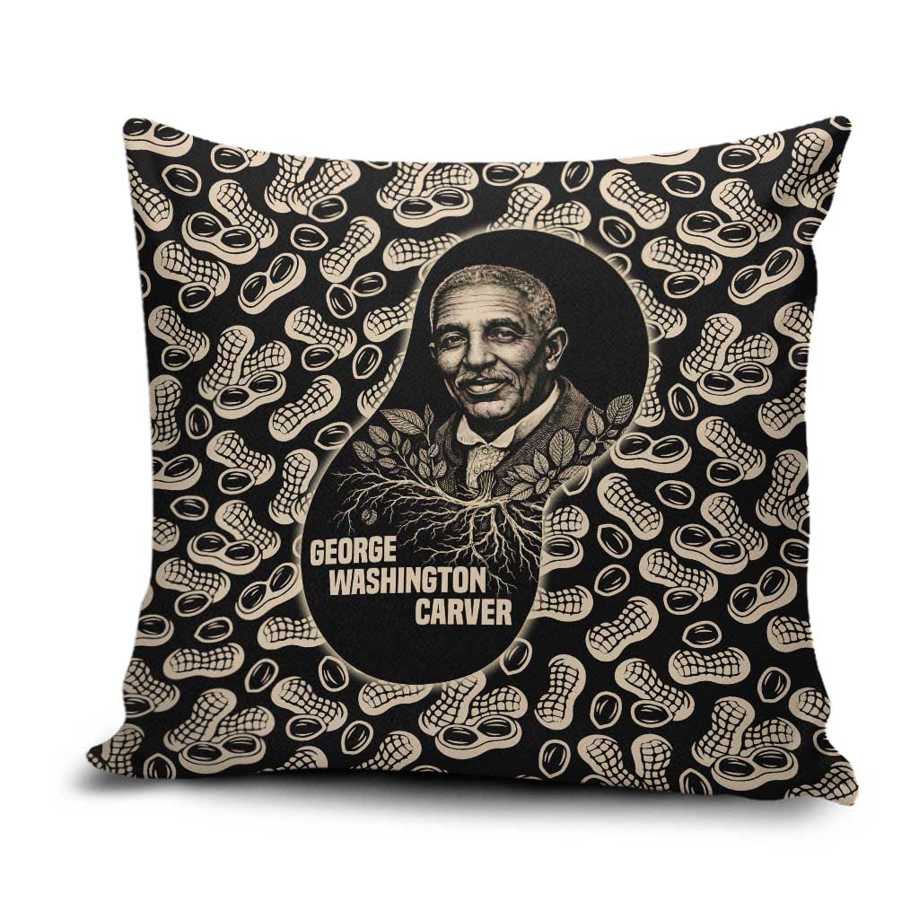 George Washington Carver Pillow Cover Peanut From Soil Comes Knowledge Quote and Agricultural Roots - African Pride