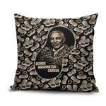 George Washington Carver Pillow Cover Peanut From Soil Comes Knowledge Quote and Agricultural Roots - African Pride