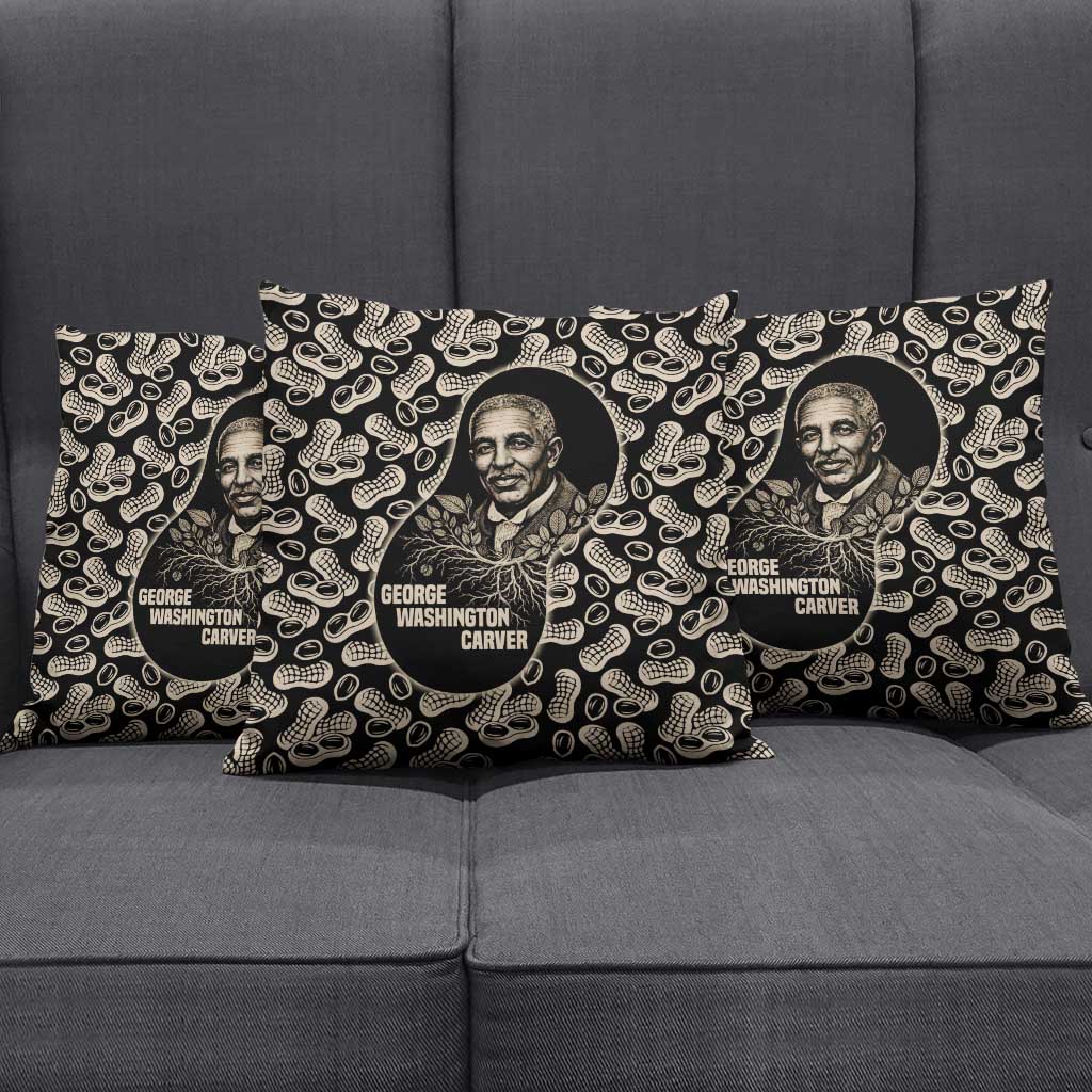George Washington Carver Pillow Cover Peanut From Soil Comes Knowledge Quote and Agricultural Roots - African Pride