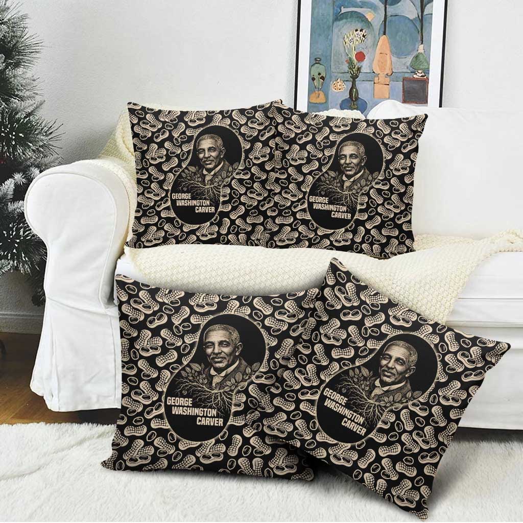 George Washington Carver Pillow Cover Peanut From Soil Comes Knowledge Quote and Agricultural Roots - African Pride