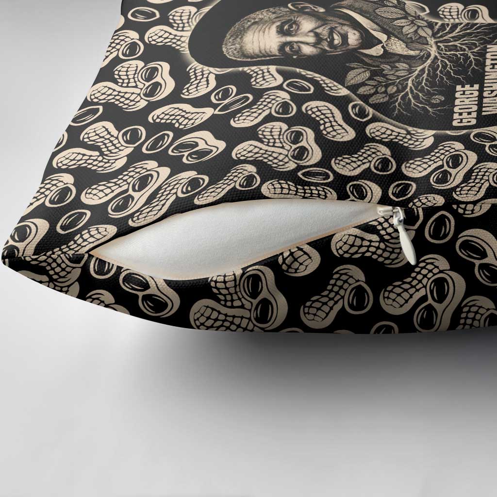 George Washington Carver Pillow Cover Peanut From Soil Comes Knowledge Quote and Agricultural Roots - African Pride