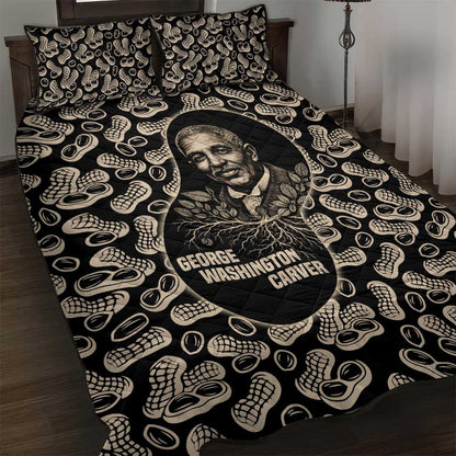 George Washington Carver Quilt Bed Set Peanut From Soil Comes Knowledge Quote and Agricultural Roots - African Pride