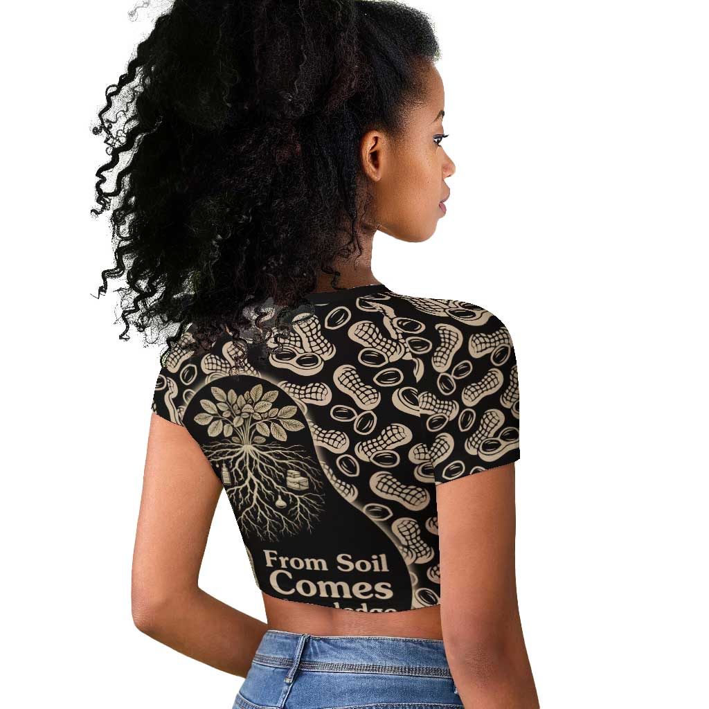 George Washington Carver Raglan Cropped T shirt Peanut From Soil Comes Knowledge Quote and Agricultural Roots - African Pride