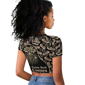 George Washington Carver Raglan Cropped T shirt Peanut From Soil Comes Knowledge Quote and Agricultural Roots - African Pride