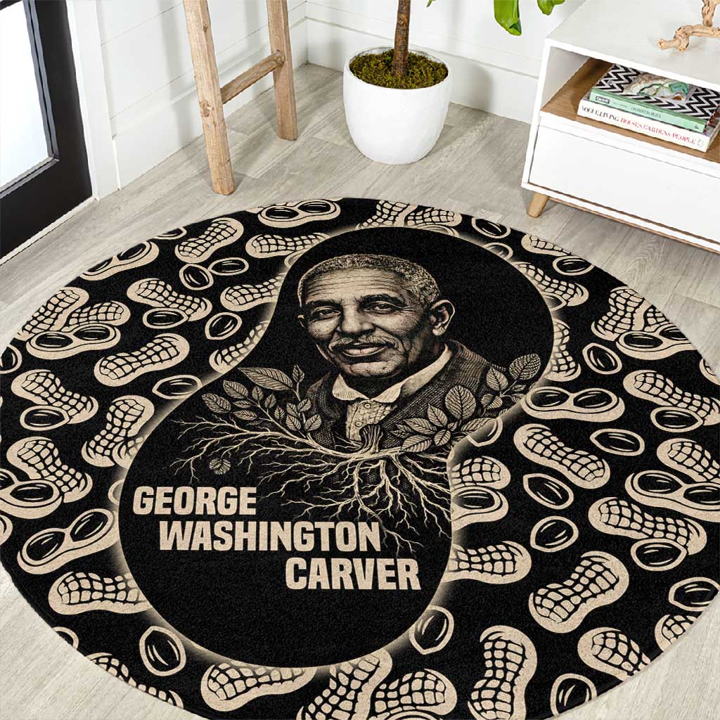 George Washington Carver Round Carpet Peanut From Soil Comes Knowledge Quote and Agricultural Roots - African Pride