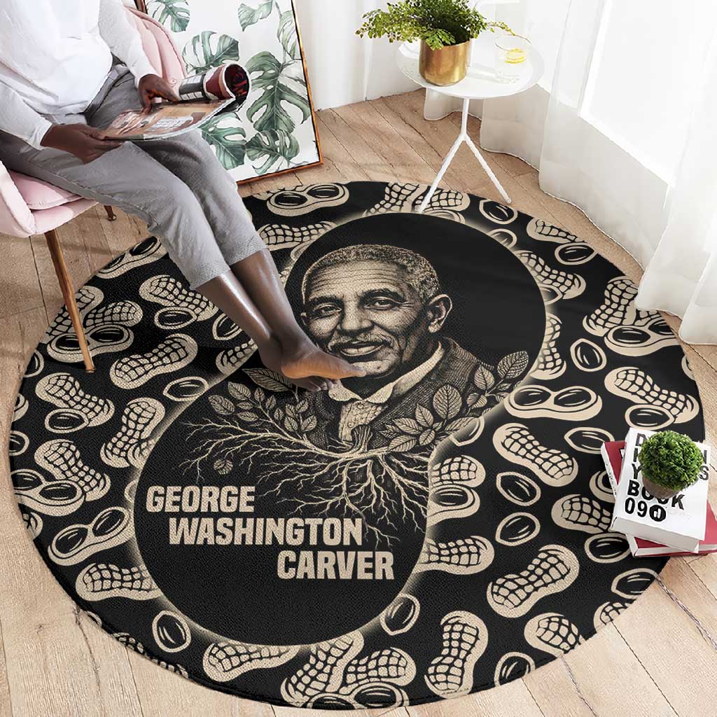 George Washington Carver Round Carpet Peanut From Soil Comes Knowledge Quote and Agricultural Roots - African Pride