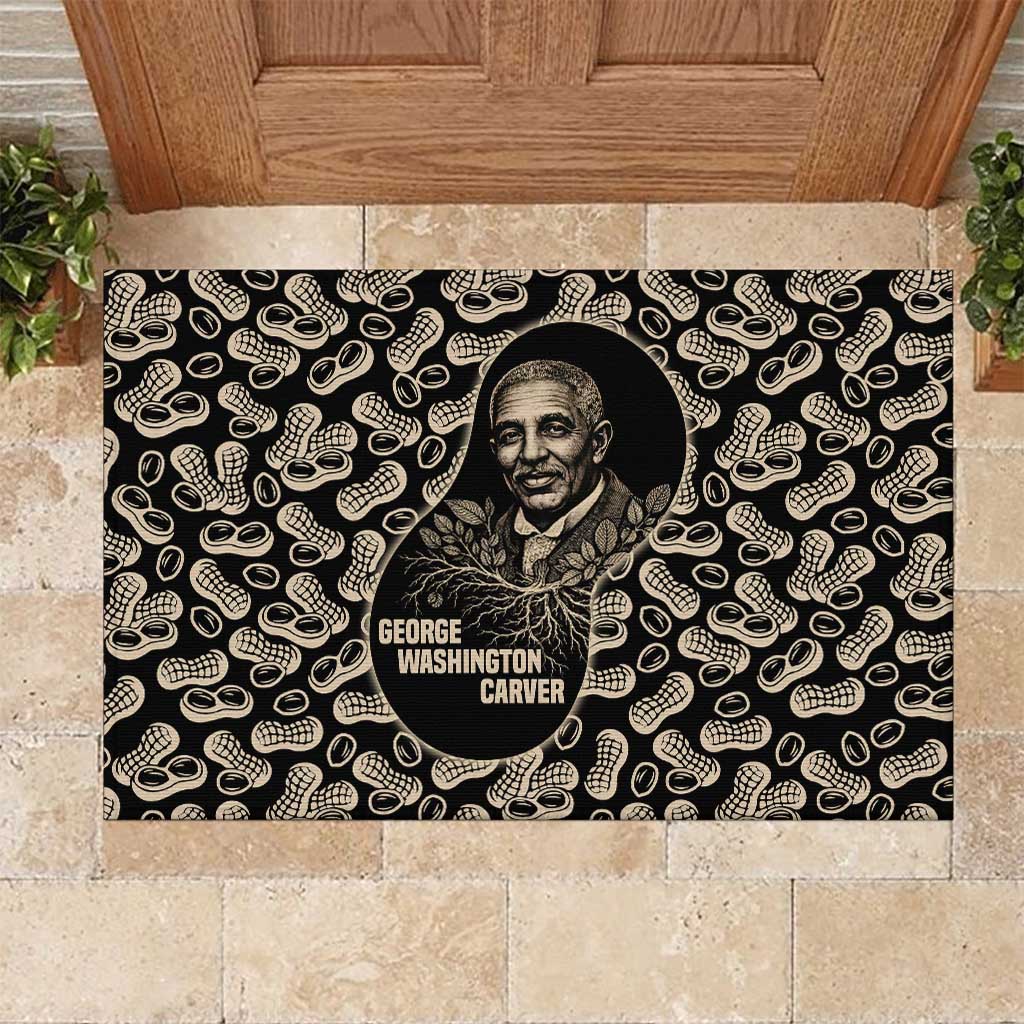 George Washington Carver Rubber Doormat Peanut From Soil Comes Knowledge Quote and Agricultural Roots - African Pride