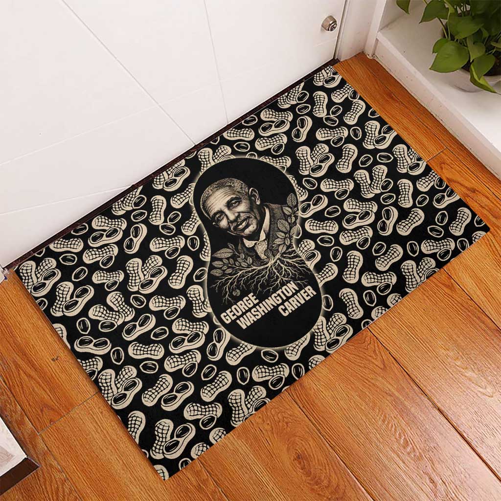 George Washington Carver Rubber Doormat Peanut From Soil Comes Knowledge Quote and Agricultural Roots - African Pride