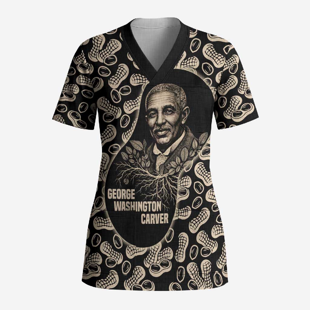 George Washington Carver Scrub Top Peanut From Soil Comes Knowledge Quote and Agricultural Roots - African Pride