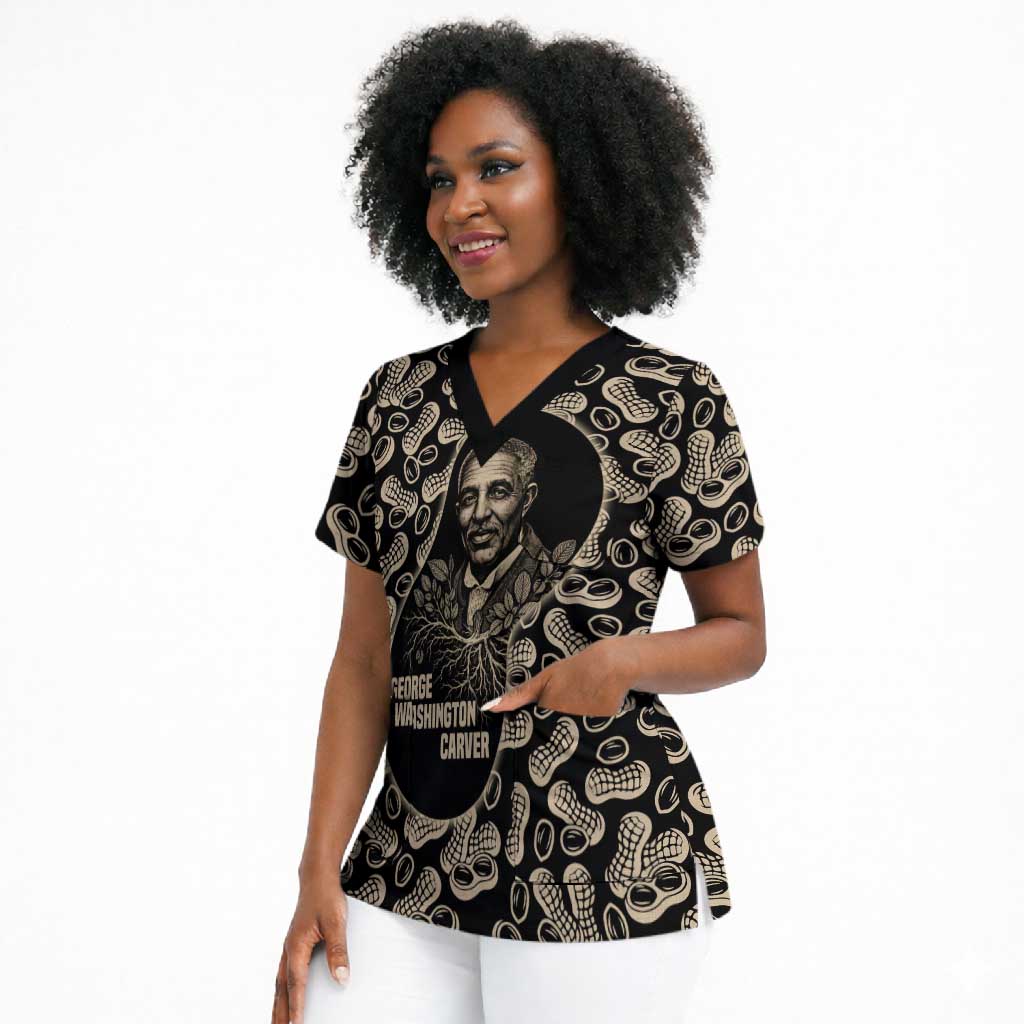 George Washington Carver Scrub Top Peanut From Soil Comes Knowledge Quote and Agricultural Roots - African Pride