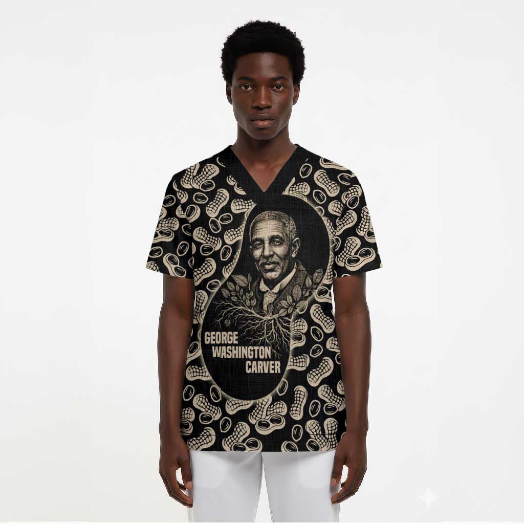 George Washington Carver Scrub Top Peanut From Soil Comes Knowledge Quote and Agricultural Roots - African Pride
