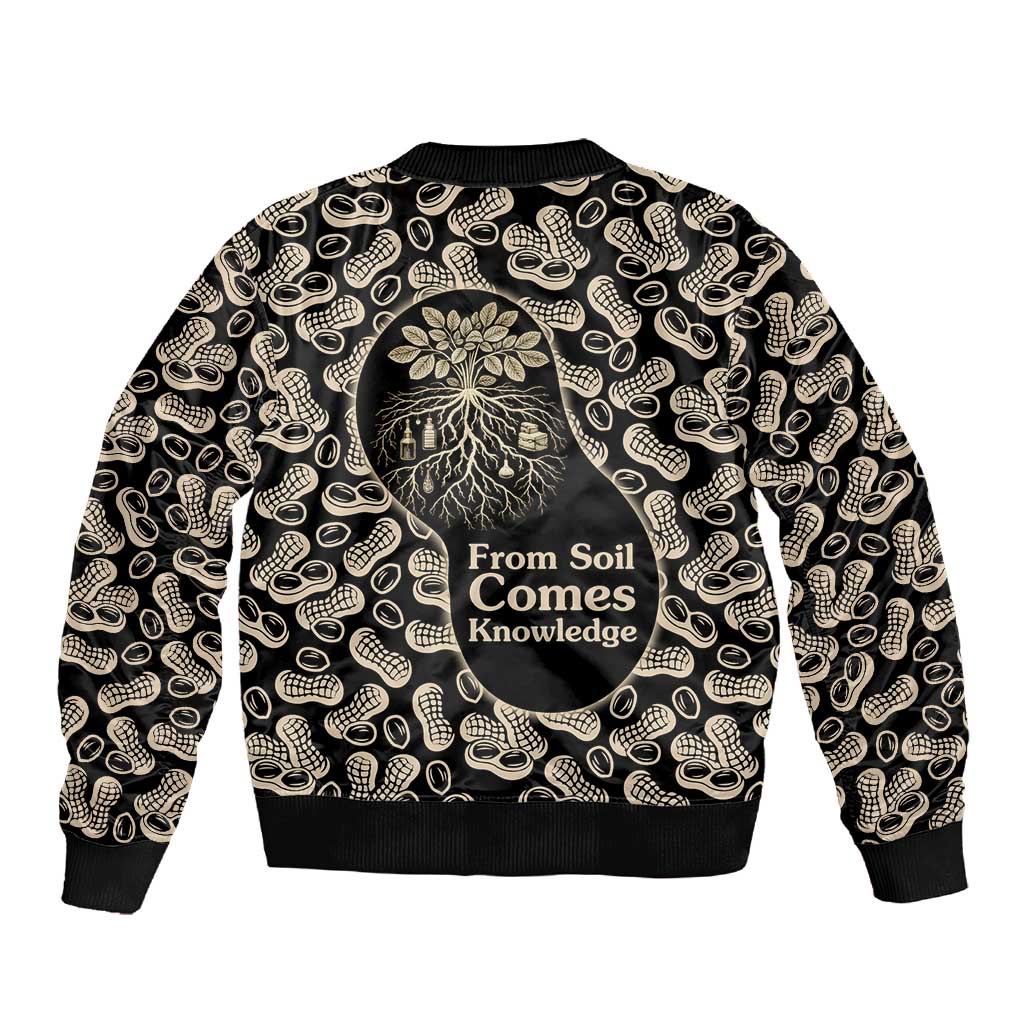 George Washington Carver Sleeve Zip Bomber Jacket Peanut From Soil Comes Knowledge Quote and Agricultural Roots - African Pride