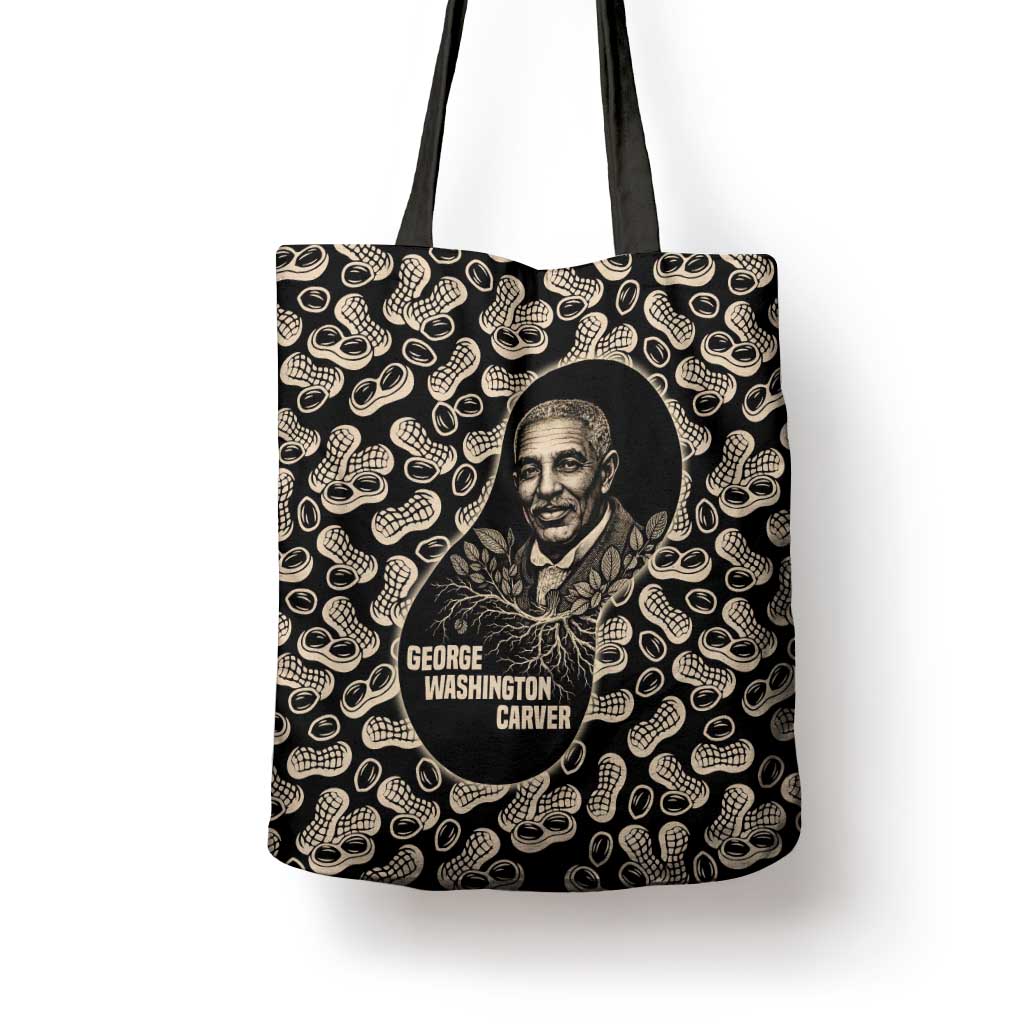 George Washington Carver Tote Bag Peanut From Soil Comes Knowledge Quote and Agricultural Roots - African Pride