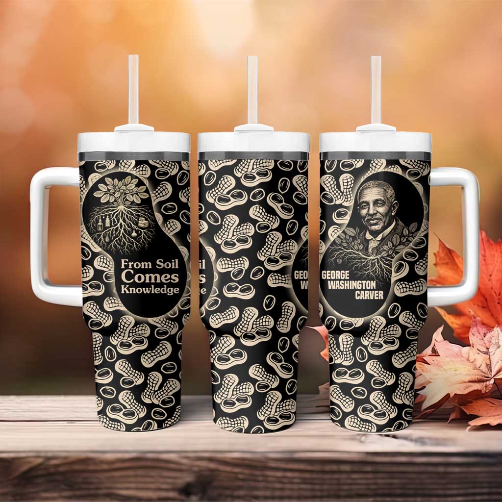 George Washington Carver Tumbler With Handle Peanut From Soil Comes Knowledge Quote and Agricultural Roots - African Pride