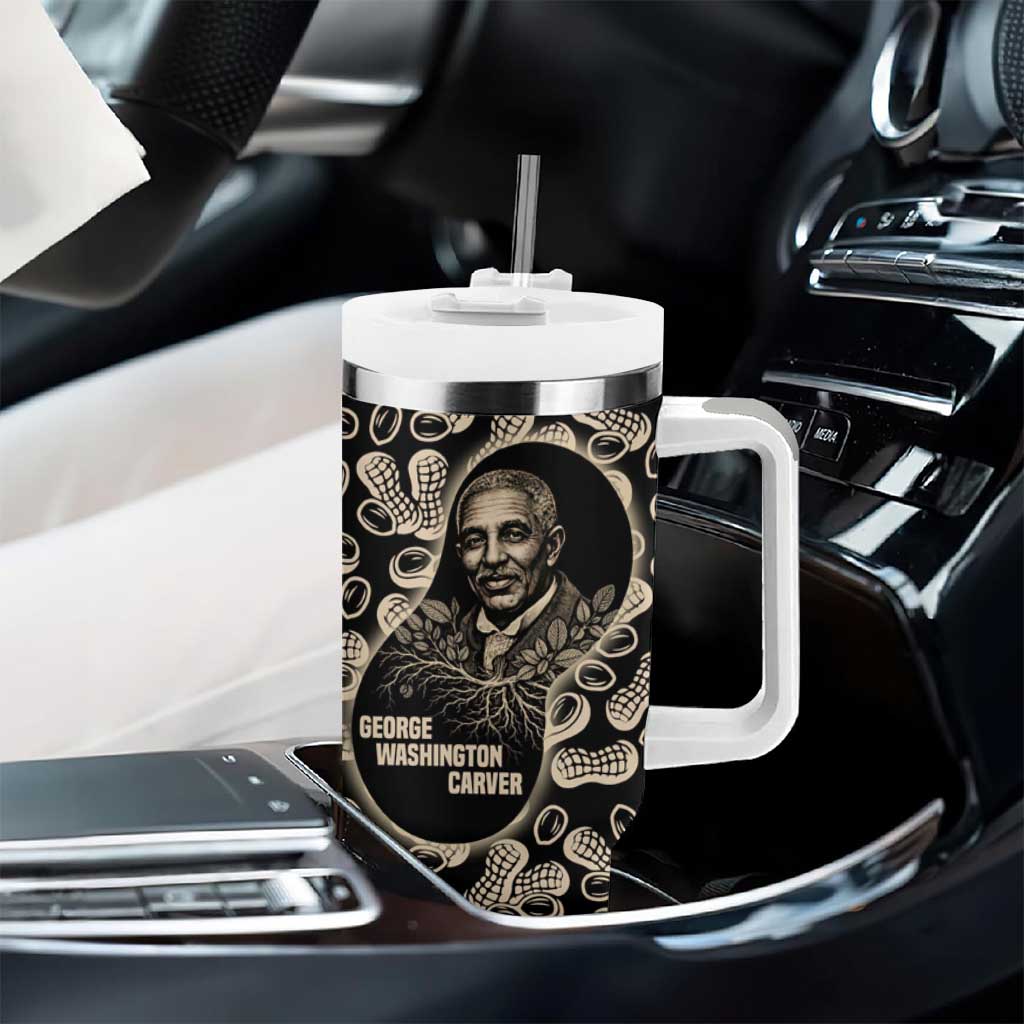 George Washington Carver Tumbler With Handle Peanut From Soil Comes Knowledge Quote and Agricultural Roots - African Pride