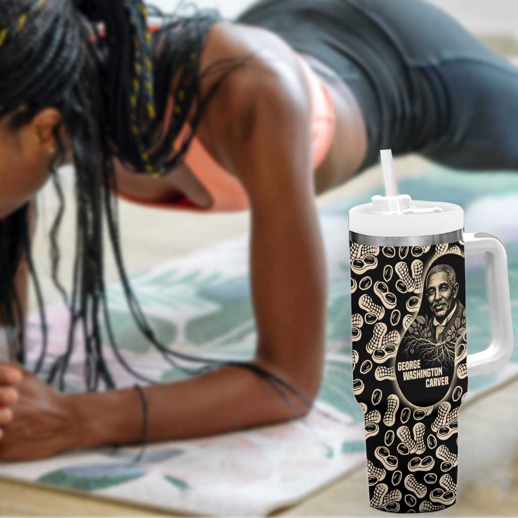 George Washington Carver Tumbler With Handle Peanut From Soil Comes Knowledge Quote and Agricultural Roots - African Pride