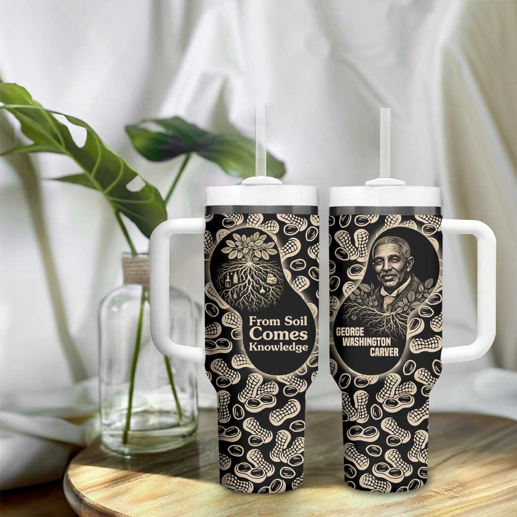 George Washington Carver Tumbler With Handle Peanut From Soil Comes Knowledge Quote and Agricultural Roots - African Pride