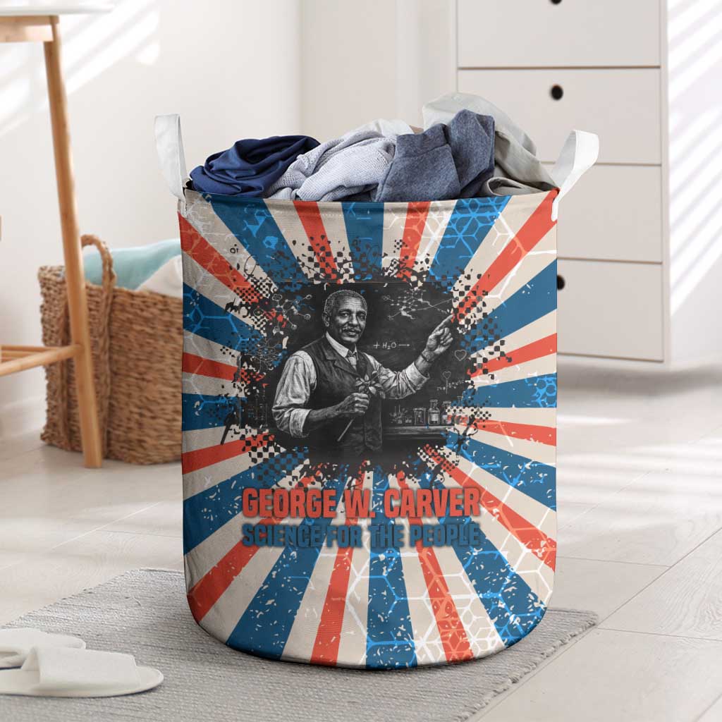 George Washington Carver Laundry Basket with Science Teaching Scene, Education Is the Key Quote - African Pride