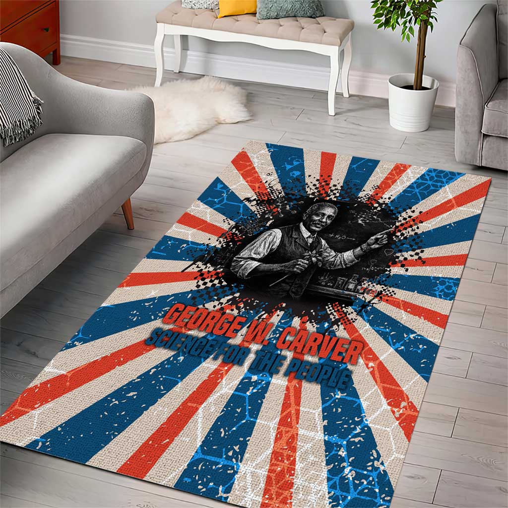 George Washington Carver Area Rug with Science Teaching Scene, Education Is the Key Quote - African Pride