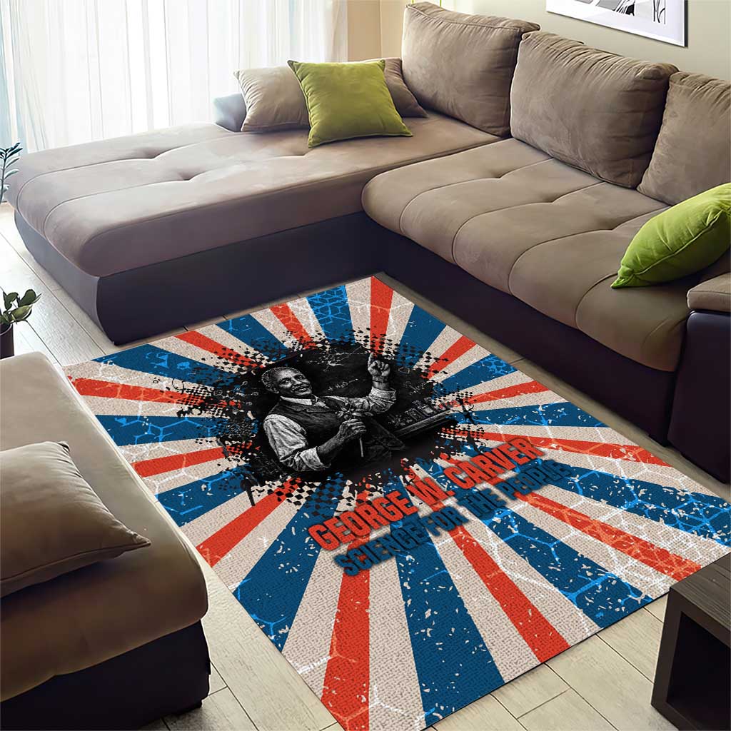 George Washington Carver Area Rug with Science Teaching Scene, Education Is the Key Quote - African Pride