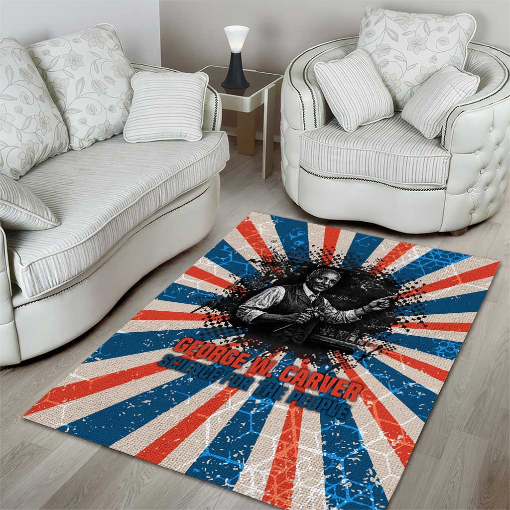 George Washington Carver Area Rug with Science Teaching Scene, Education Is the Key Quote - African Pride