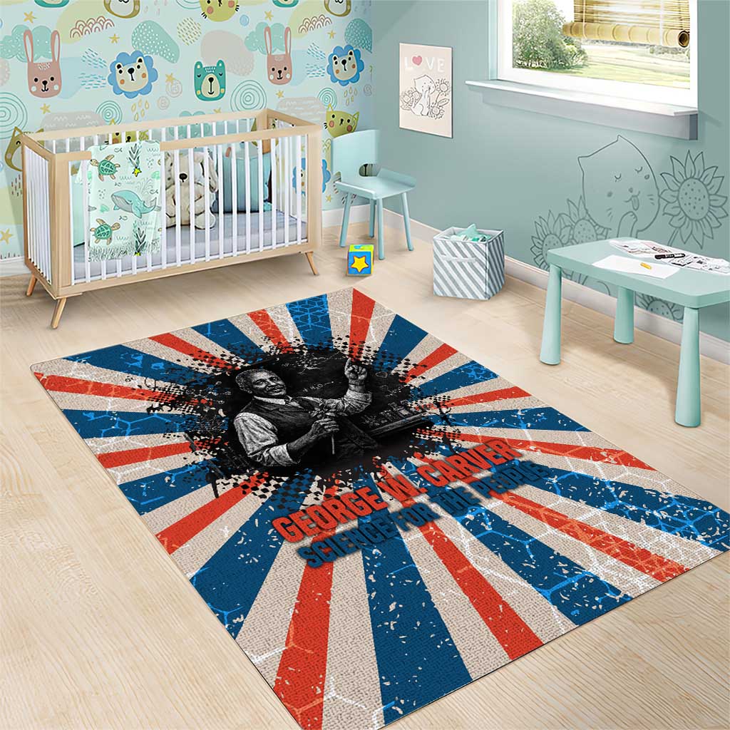George Washington Carver Area Rug with Science Teaching Scene, Education Is the Key Quote - African Pride