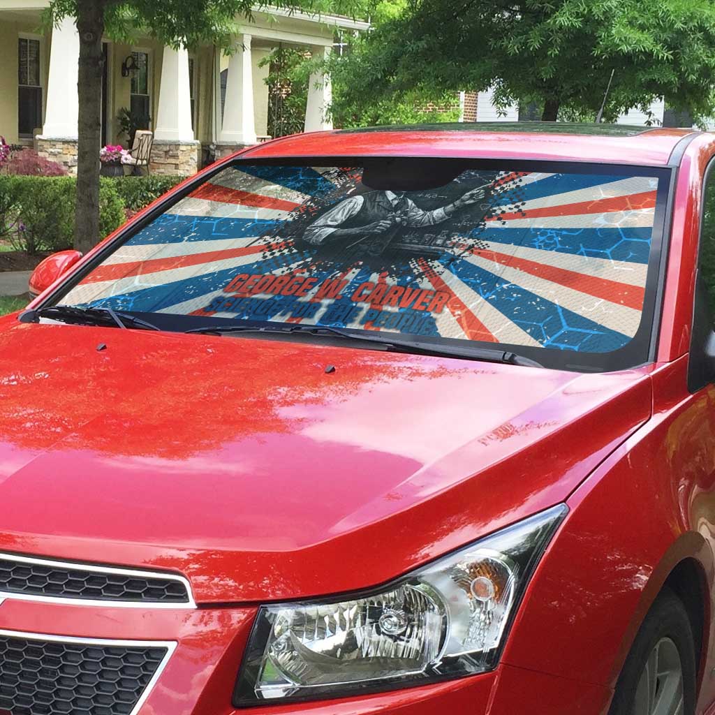 George Washington Carver Auto Sun Shade with Science Teaching Scene, Education Is the Key Quote - African Pride