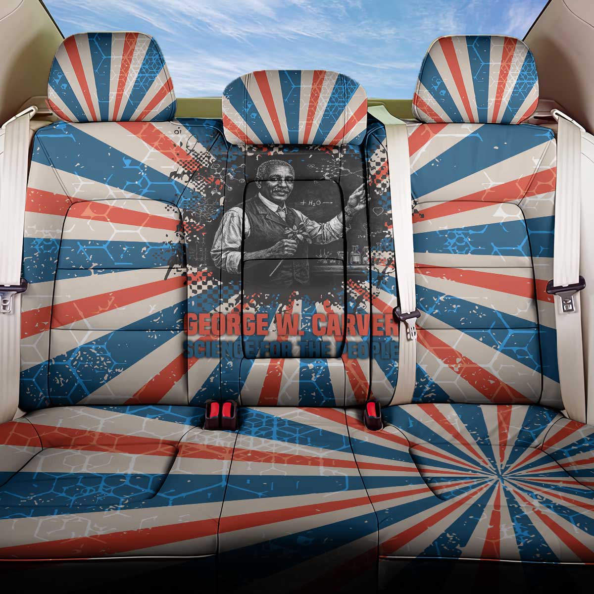 George Washington Carver Back Car Seat Cover with Science Teaching Scene, Education Is the Key Quote - African Pride