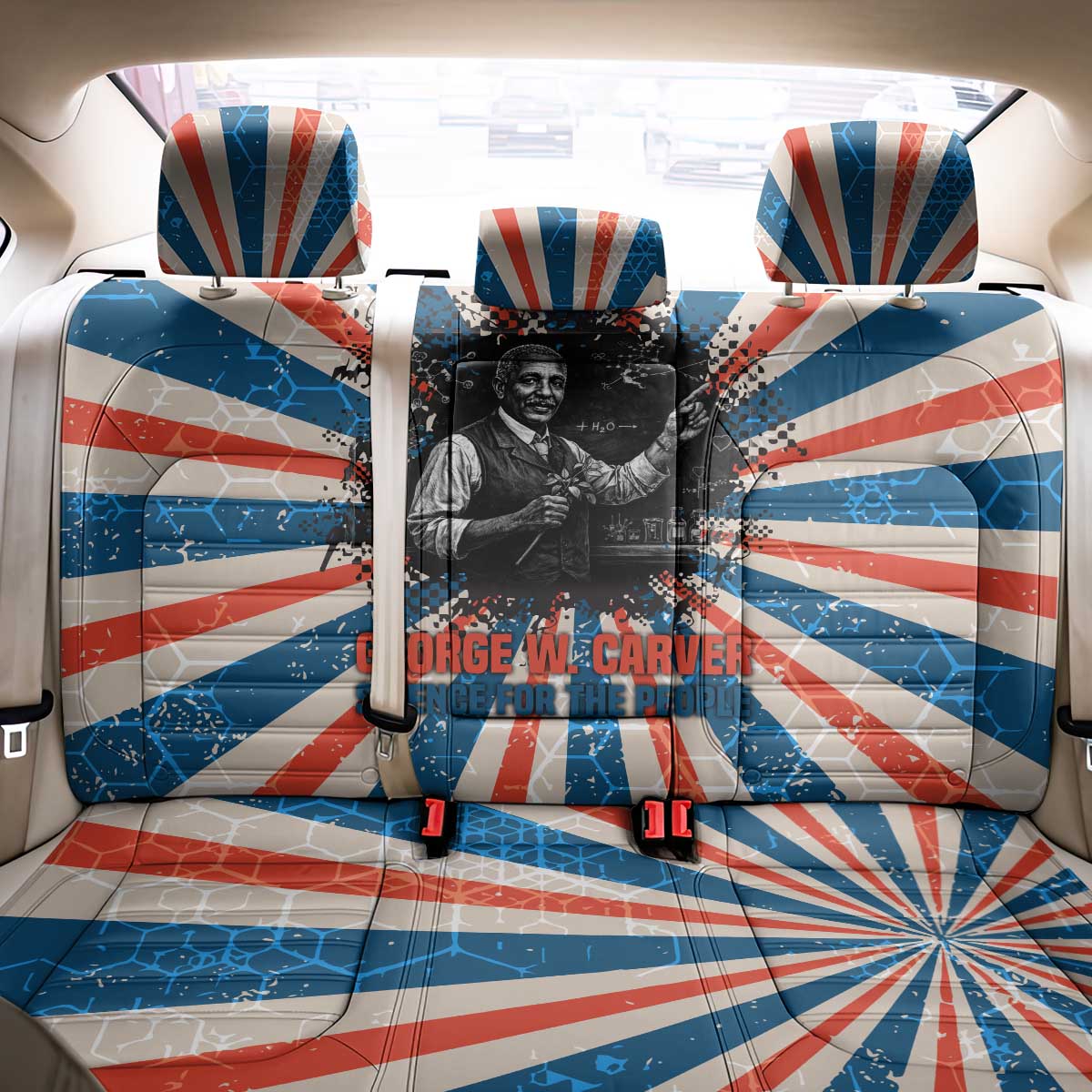 George Washington Carver Back Car Seat Cover with Science Teaching Scene, Education Is the Key Quote - African Pride
