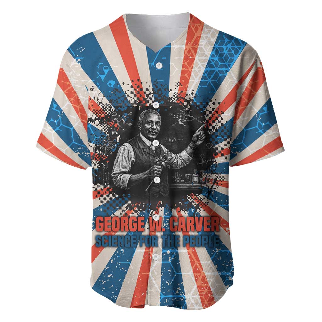George Washington Carver Baseball Jersey with Science Teaching Scene, Education Is the Key Quote - African Pride