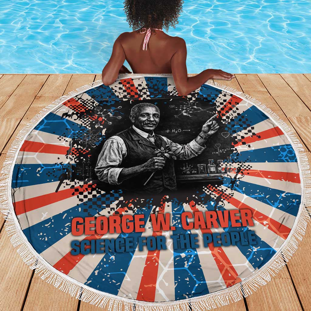 George Washington Carver Beach Blanket with Science Teaching Scene, Education Is the Key Quote - African Pride