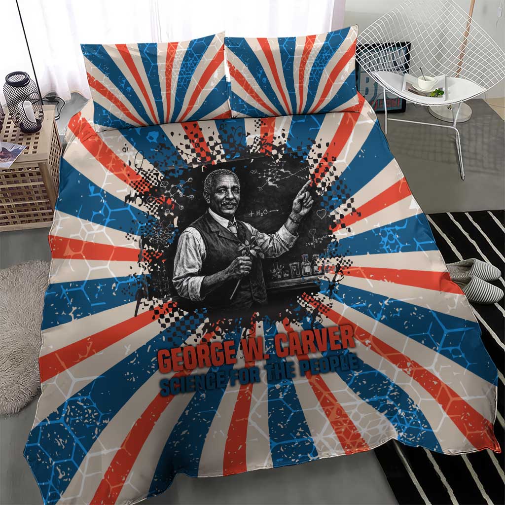George Washington Carver Bedding Set with Science Teaching Scene, Education Is the Key Quote - African Pride