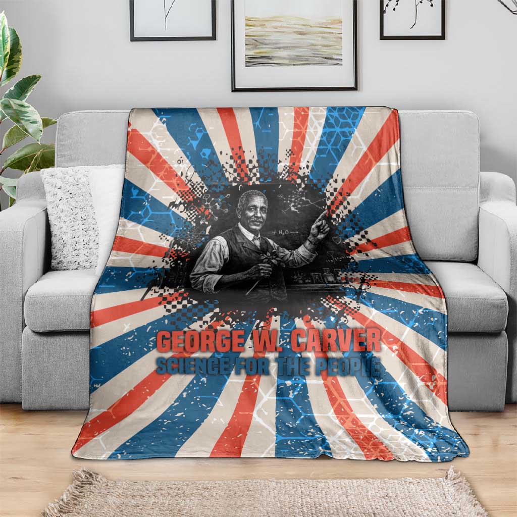 George Washington Carver Blanket with Science Teaching Scene, Education Is the Key Quote - African Pride
