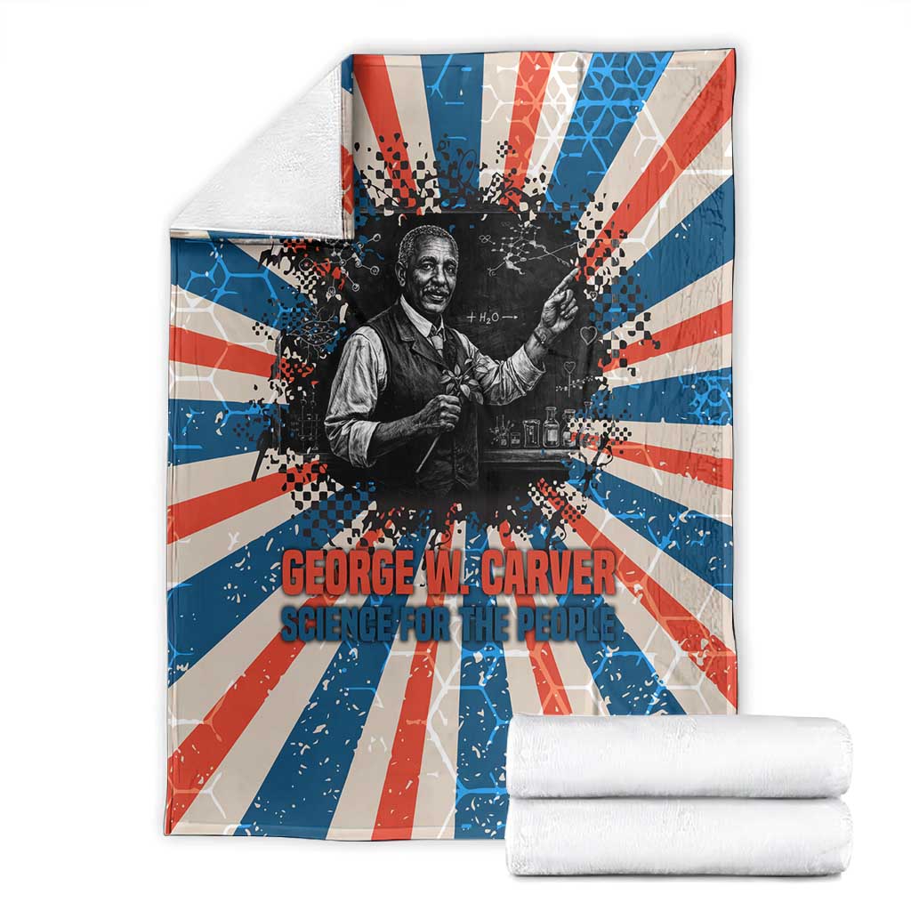 George Washington Carver Blanket with Science Teaching Scene, Education Is the Key Quote - African Pride