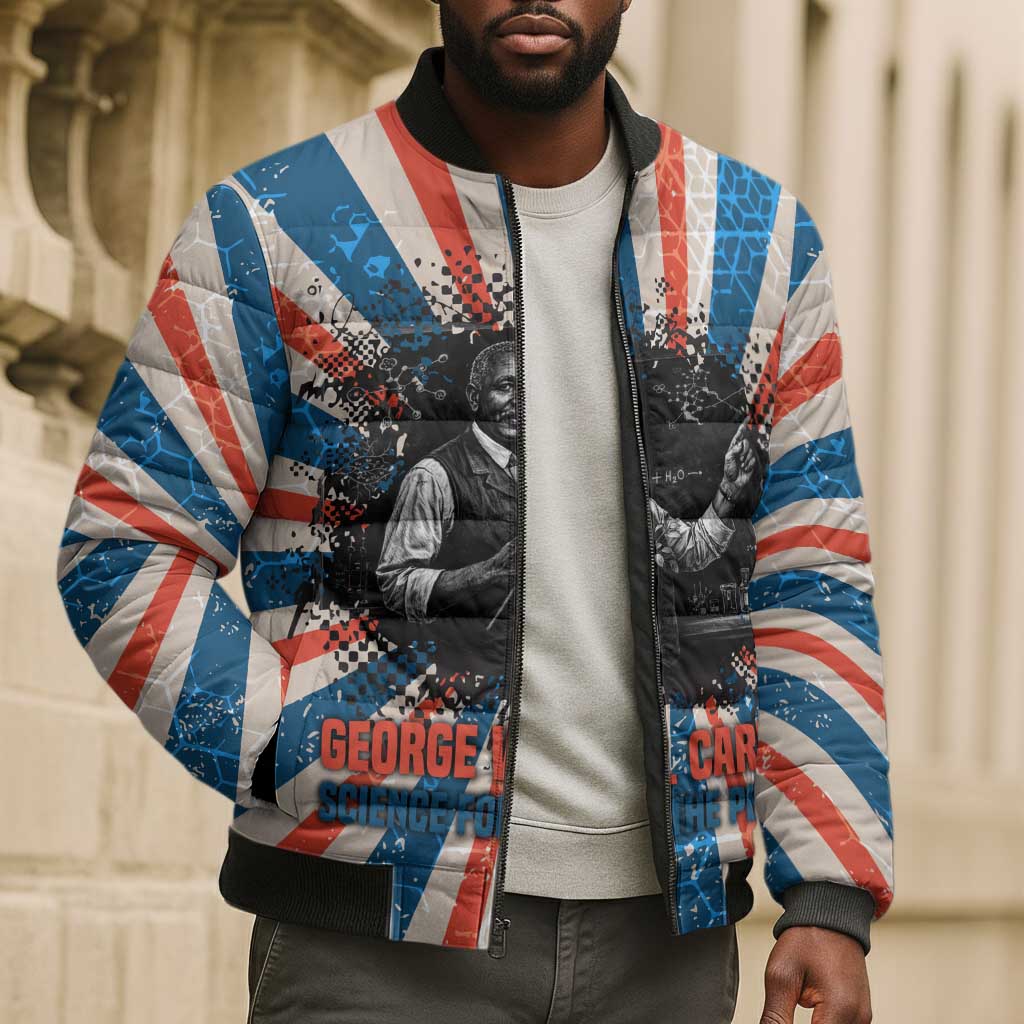 George Washington Carver Bomber Puffer Jacket with Science Teaching Scene, Education Is the Key Quote - African Pride