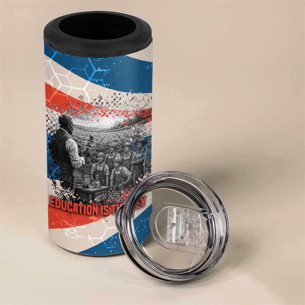 George Washington Carver 4 in 1 Can Cooler Tumbler with Science Teaching Scene, Education Is the Key Quote - African Pride
