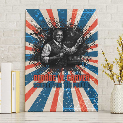 George Washington Carver Canvas Wall Art with Science Teaching Scene, Education Is the Key Quote - African Pride