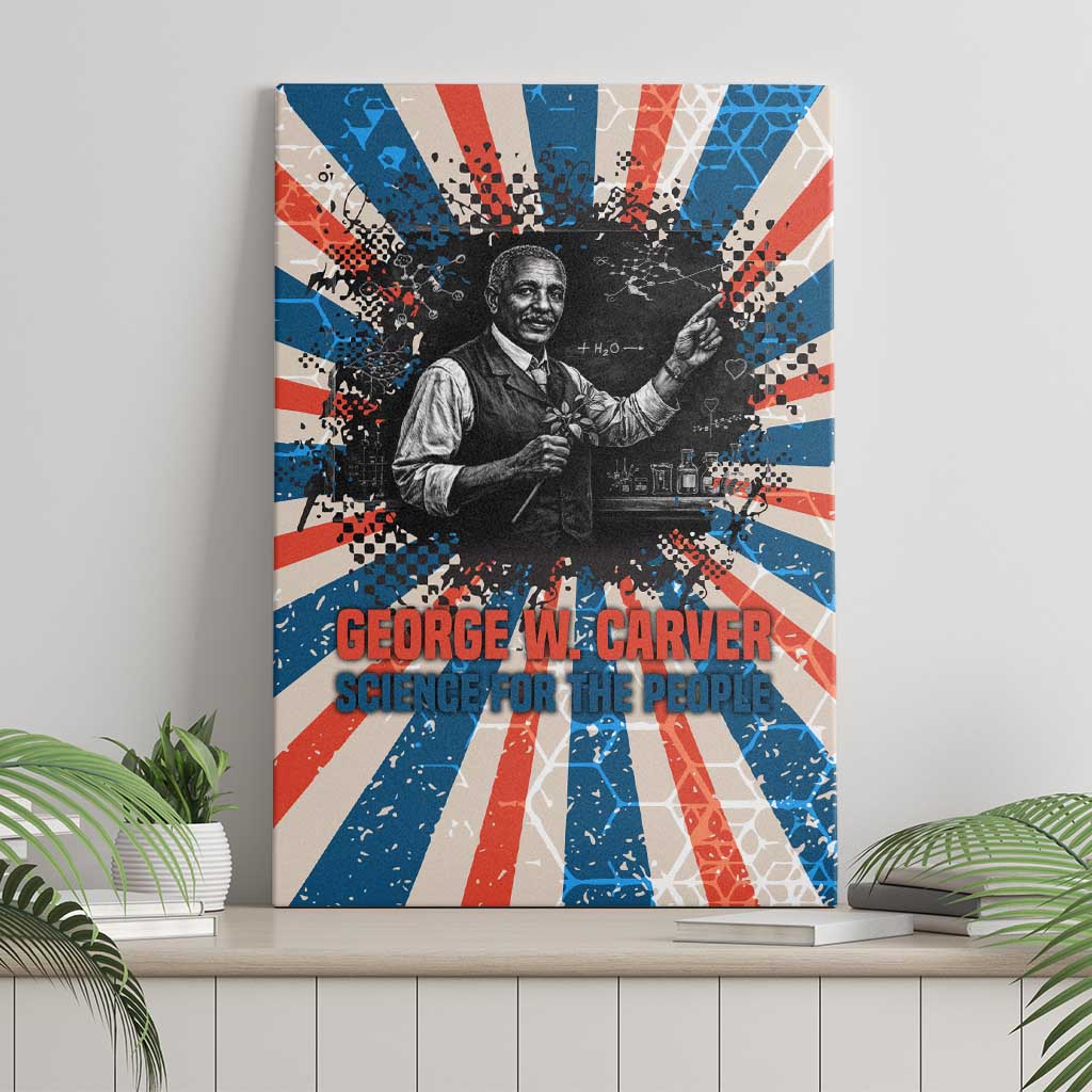George Washington Carver Canvas Wall Art with Science Teaching Scene, Education Is the Key Quote - African Pride