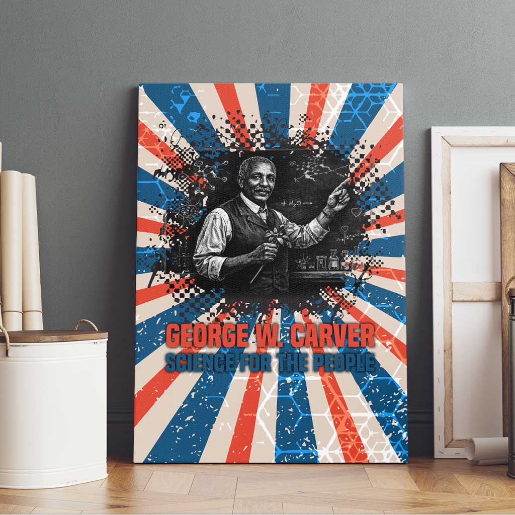 George Washington Carver Canvas Wall Art with Science Teaching Scene, Education Is the Key Quote - African Pride