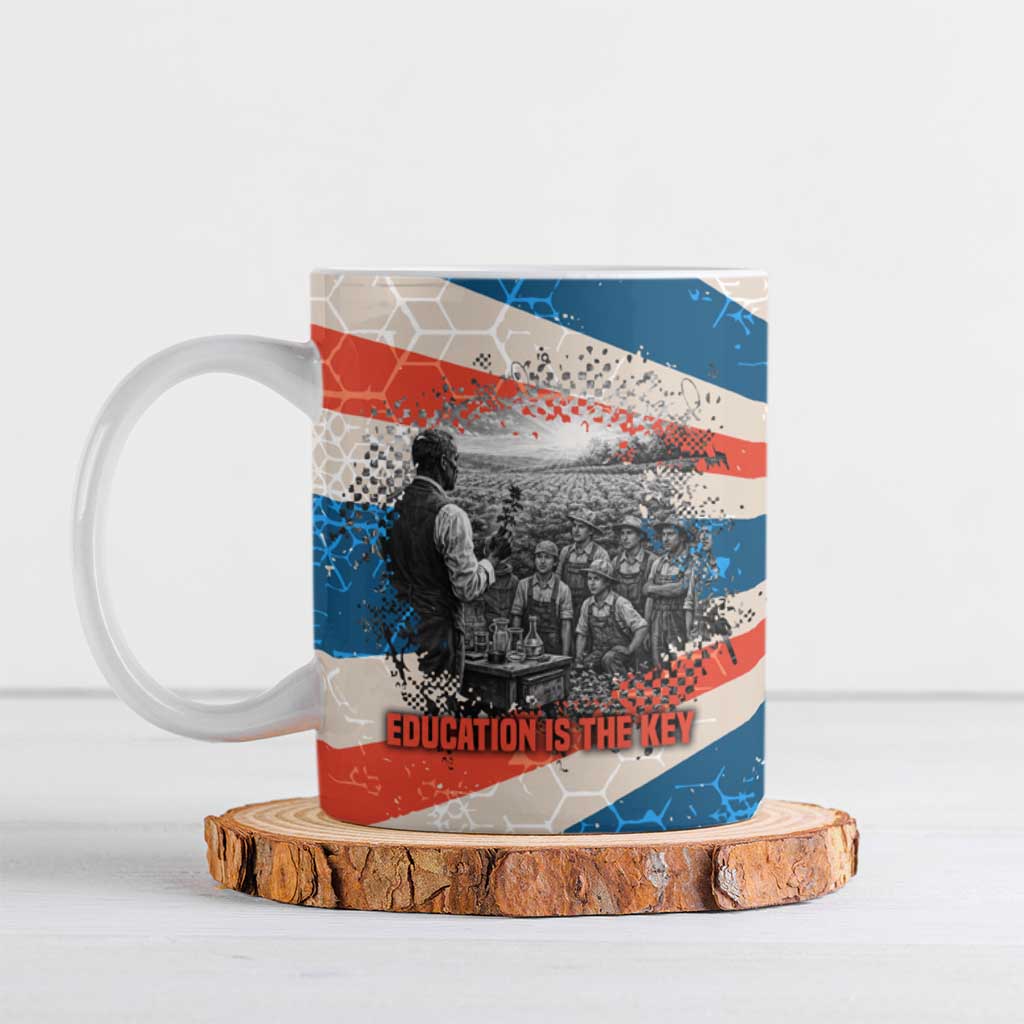 George Washington Carver Ceramic Mug with Science Teaching Scene, Education Is the Key Quote - African Pride
